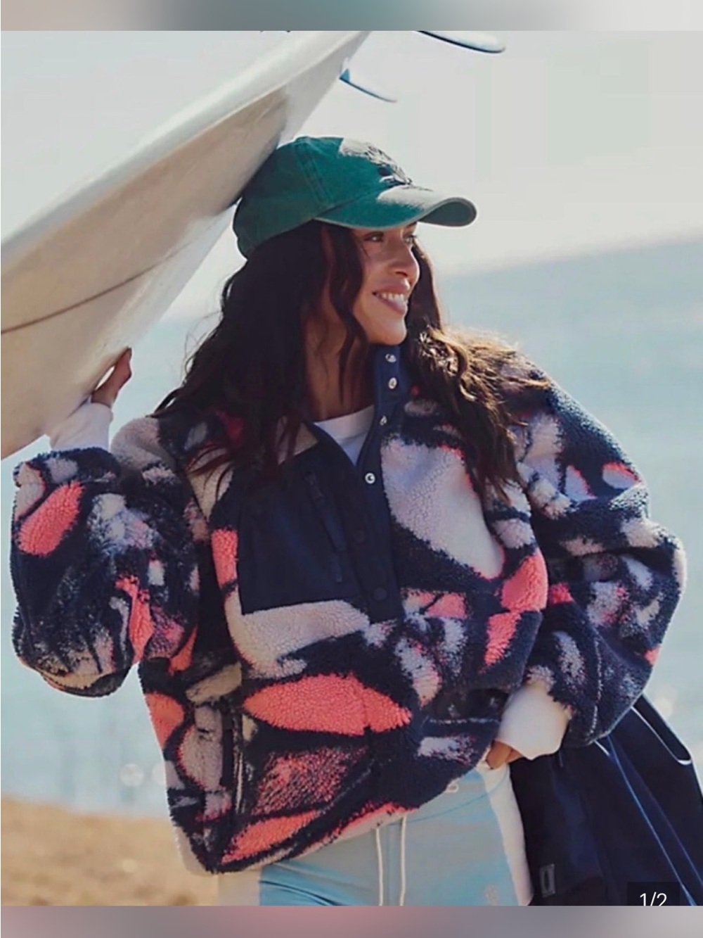 081.New $168 Free People FP Movement Hit The Slopes Fleece Pullover Jacket Cozy